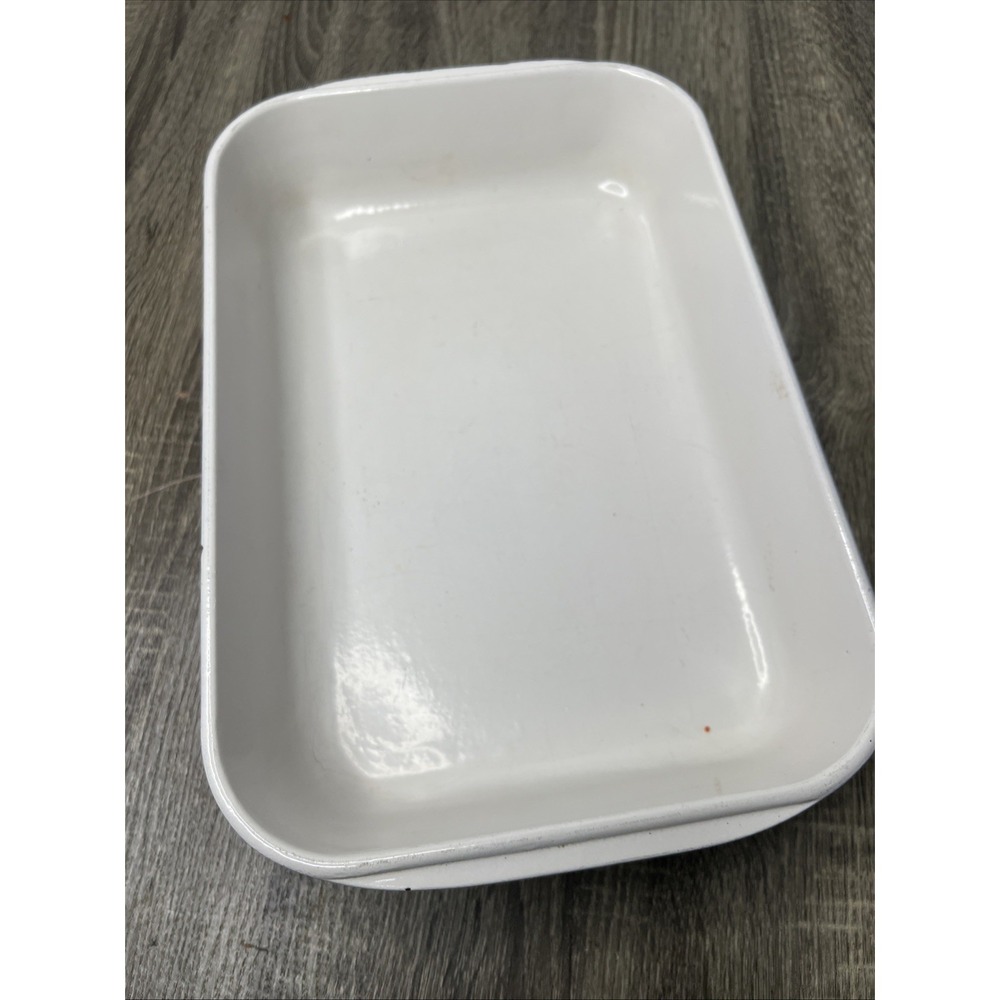 VTG Le Creuset France Orange Casserole Lasagna Pan Enameled Bail Handles Large - Picture 8 of 16